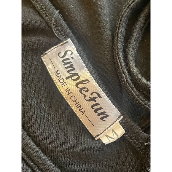 black tunic double V short sleeve open weave ladder accent swim cover top - Picture 5 of 6